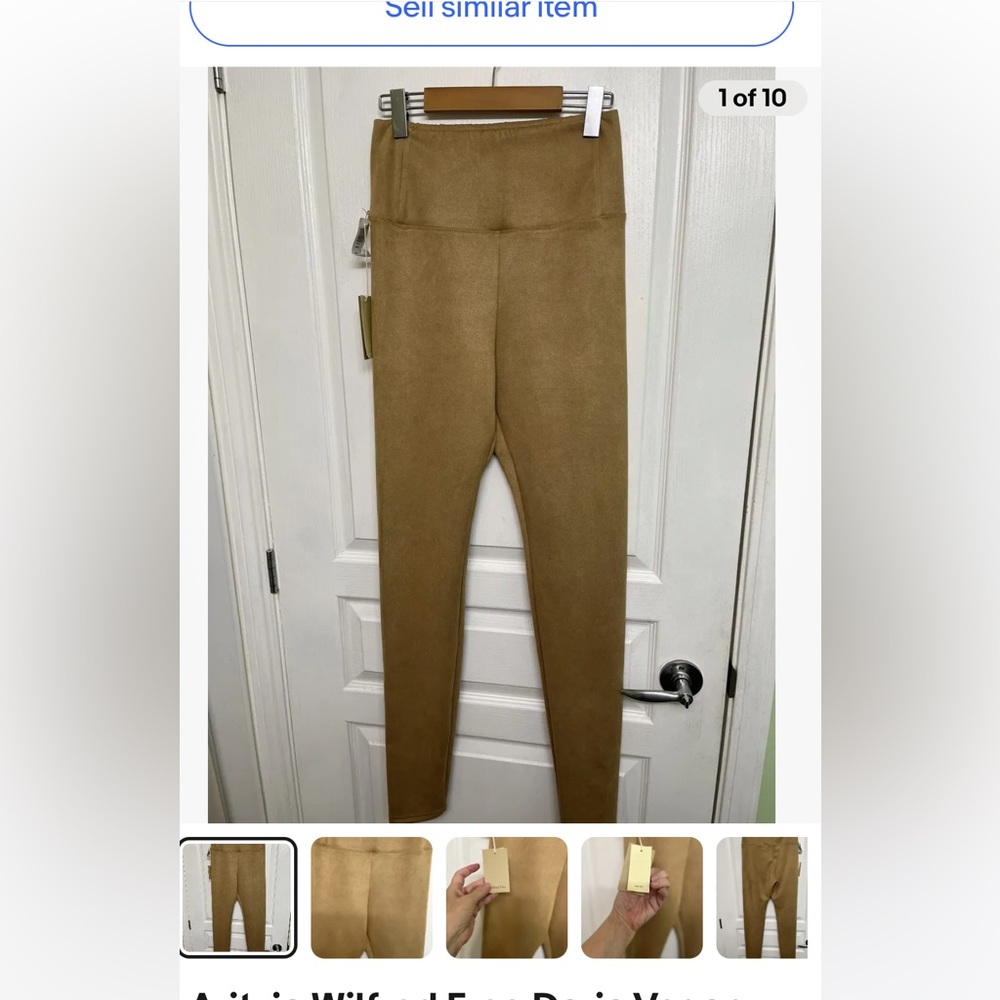 Aritzia Wilfred Free Daria Vegan Faux Suede Biege Leggings High Waist Size M New